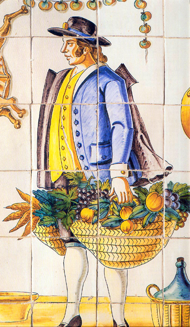 Detalle del mural cerámico de la cocina de la Marquesa de Carcaixet, Maria Antònia Talens i Mezquita.