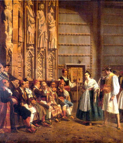 Detalle de la pintura de Bernardo Ferrándiz “El Tribunal” 1866.