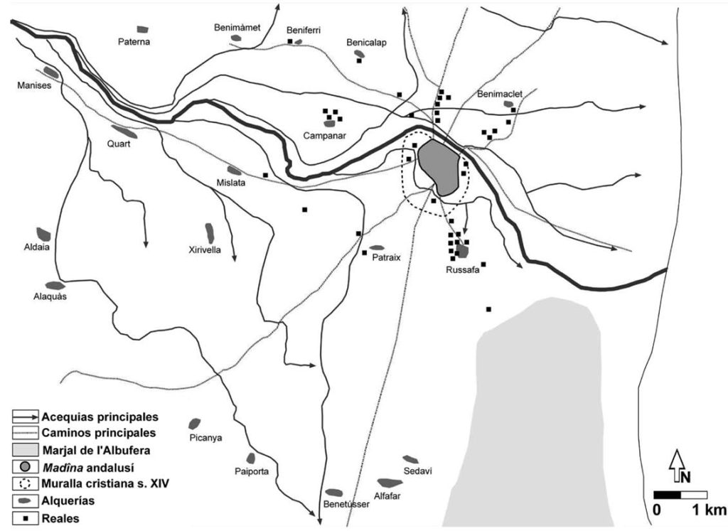 Ubicación de los reales andalusíes de Balansiya / Valencia