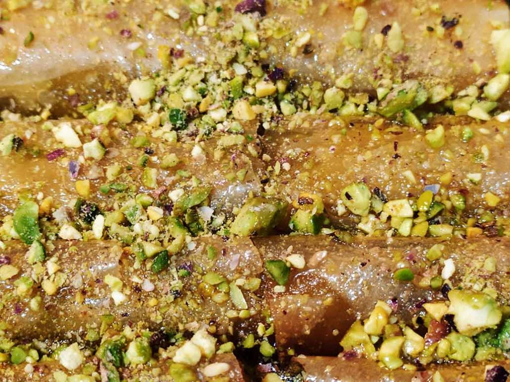Dulce andalusí de pistachos del restaurante Balansiya. Valencia.